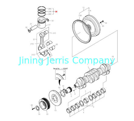 DE12TIS Engine spare parts Piston ring 65.02503-8237 application for Doosan DX340LCA