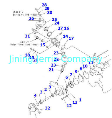 Komatsu 6D105 S6D105 S6D105-1 Engine Water Pump 6136-62-1102 6136-62-1100 for PC200-3 PC220-3 Excavator Parts